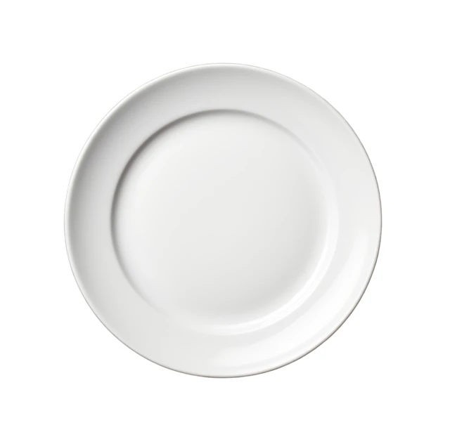 Empty white ceramic plate isolated on white background
