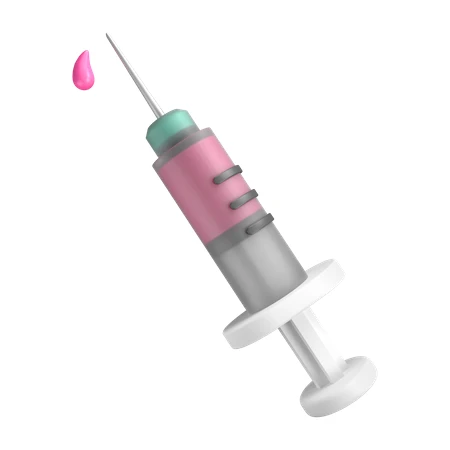 3D illustration of a medical syringe with pink liquid