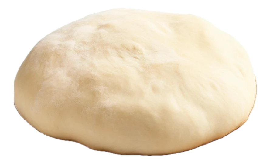 Fresh raw ball of bread dough isolated on white background