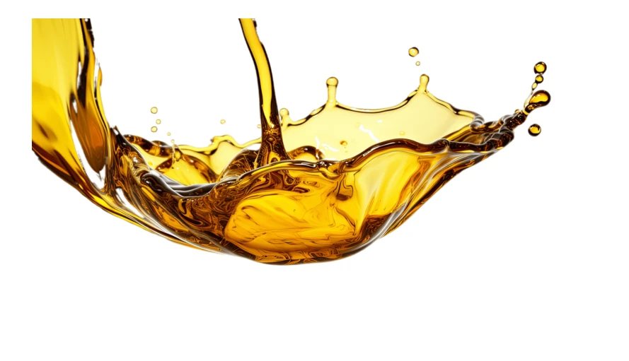 Golden oil splash isolated on white background