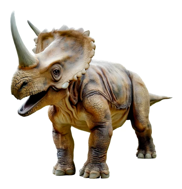 Realistic Triceratops dinosaur model isolated on white background