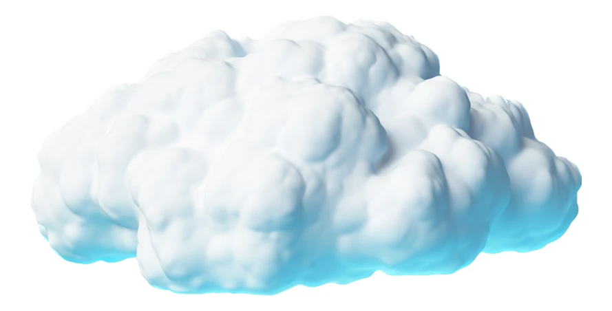 Single fluffy 3D white cloud isolated on white background