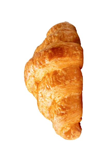 Fresh golden brown croissant isolated on white background