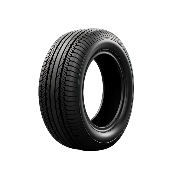 New car tire with tread pattern isolated on white