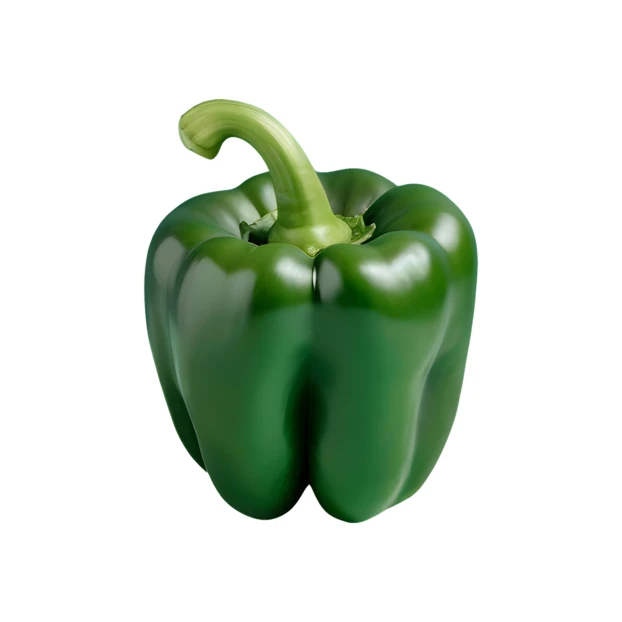 Fresh green bell pepper isolated on white background