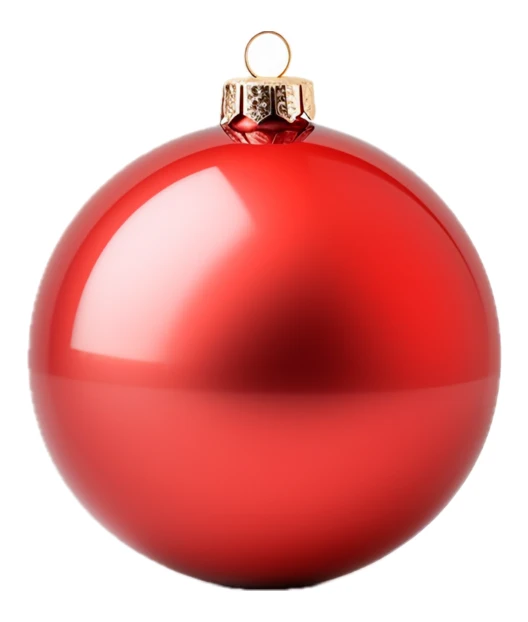 Glossy red Christmas bauble isolated on white background