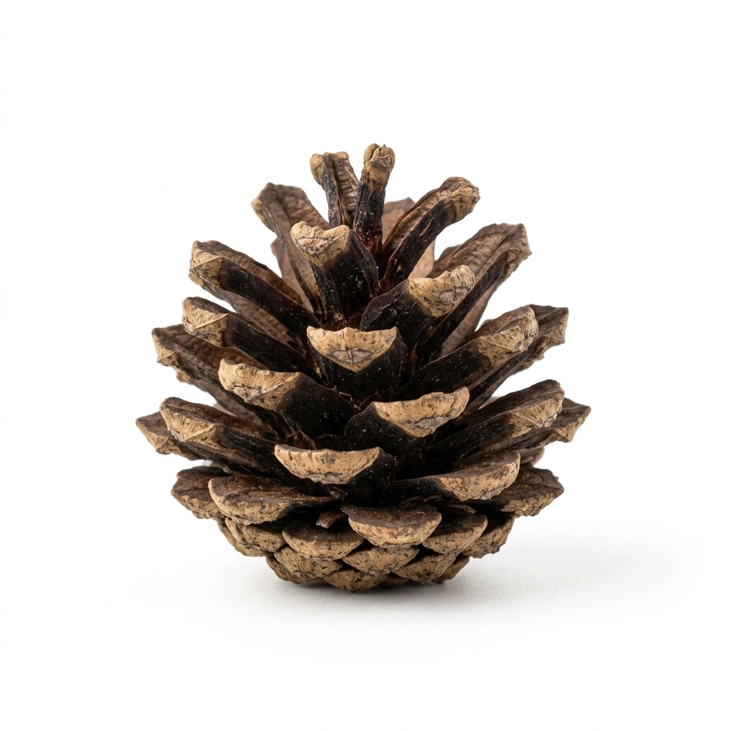 Single dry pine cone isolated on white background