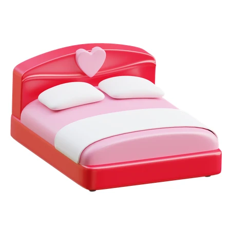 3D rendered pink toy bed with heart on headboard