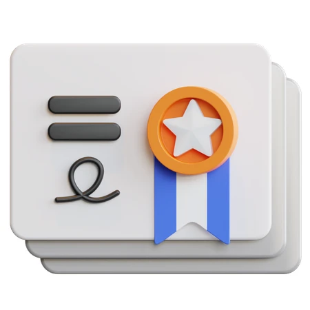 3D icon of a certificate with a star seal