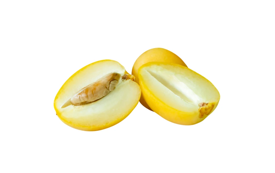 Fresh yellow Barhi dates isolated on white background