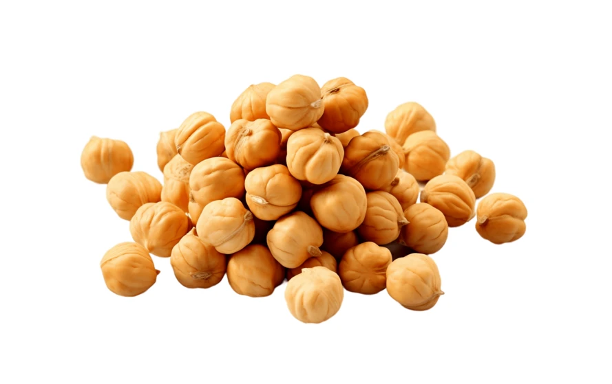Roasted yellow chickpeas leblebi isolated on white background