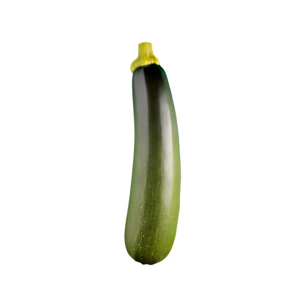 Single fresh green zucchini isolated on white background