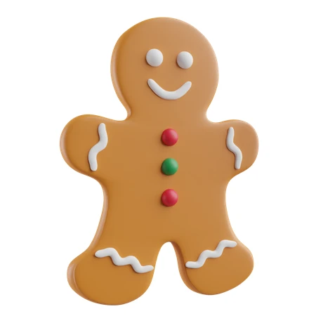 3D rendered gingerbread man cookie isolated on white background