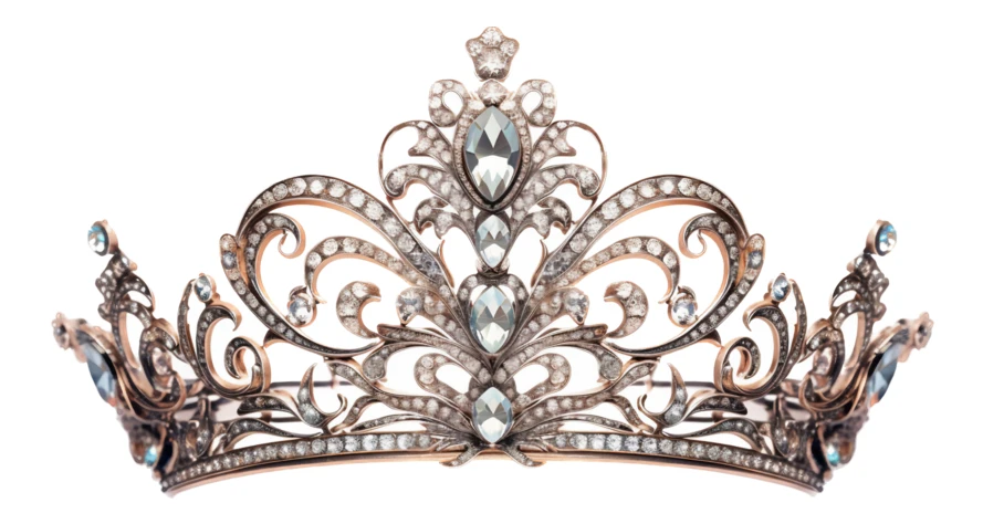 Antique ornate royal tiara isolated on white background