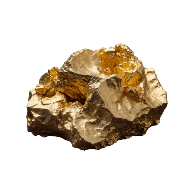 Large natural gold nugget isolated on white background