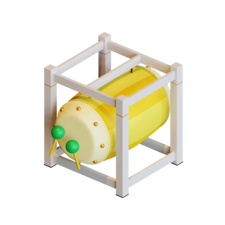 3D isometric illustration of a traditional yellow Bedug drum