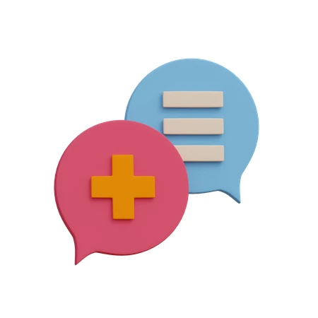 3D medical consultation chat bubbles icon on white background