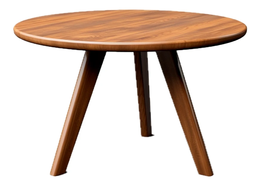 Round wooden coffee table isolated on white background