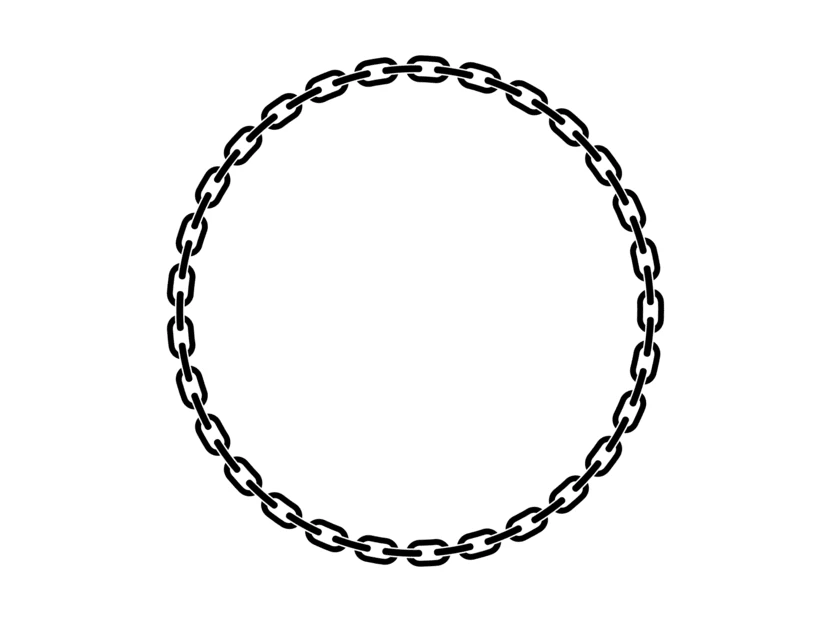 Black chain links forming a circle on white background