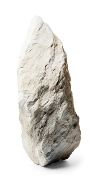 Light grey jagged rock isolated on white background