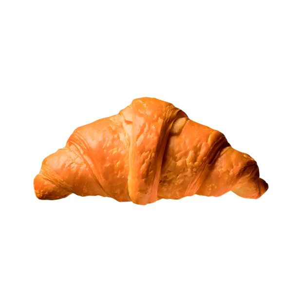 Freshly baked golden brown croissant isolated on white background