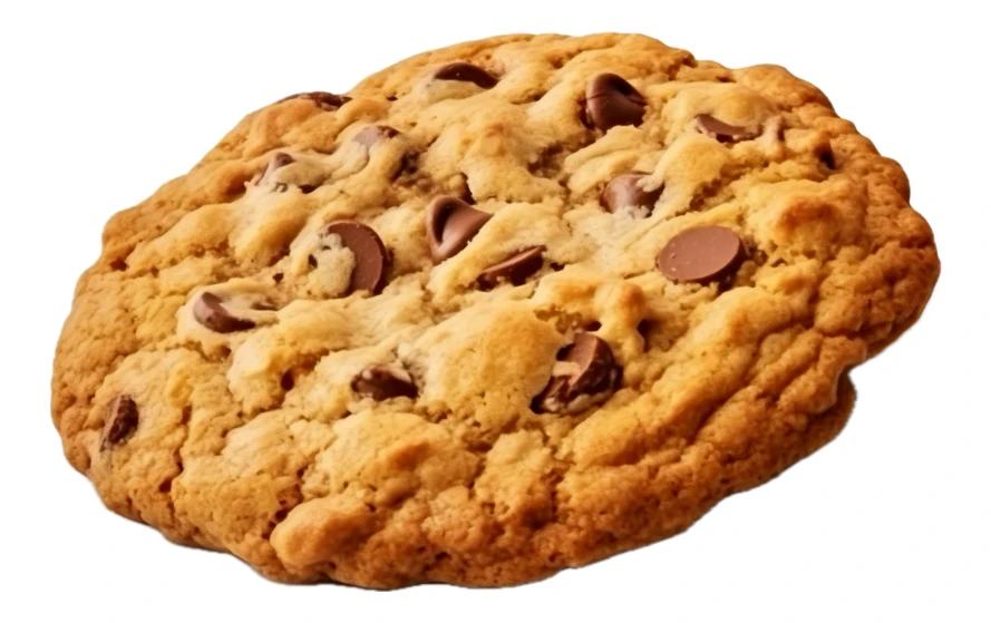 Gourmet soft-baked chocolate chip cookie on white background