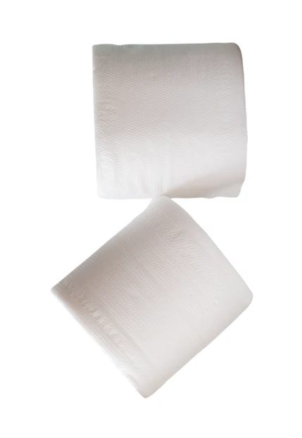Two rolls of white toilet paper isolated on white