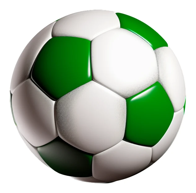 Green and white soccer ball isolated on white background