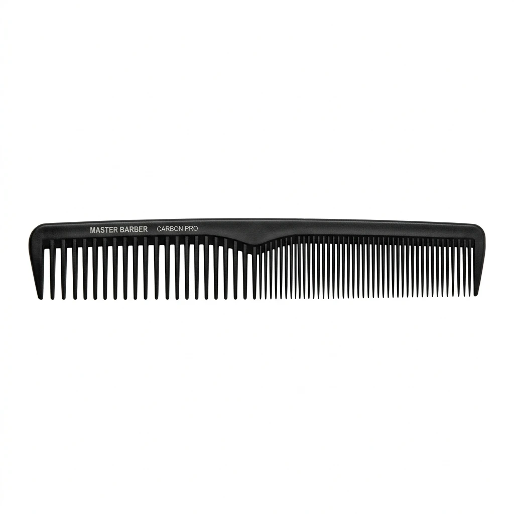 Professional black carbon master barber hair comb isolated