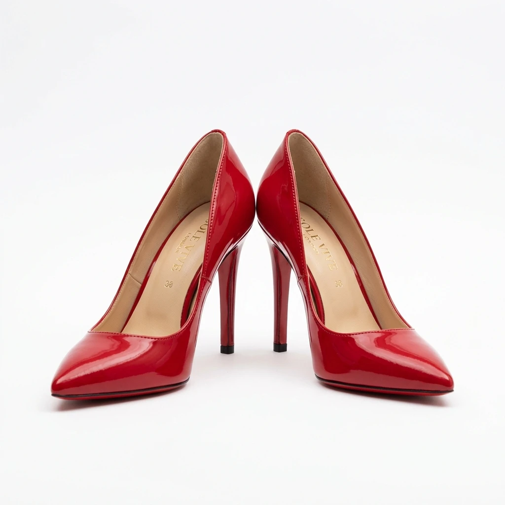 Elegant red patent leather high heel pumps