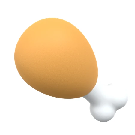 3D stylized chicken drumstick icon isolated on white background