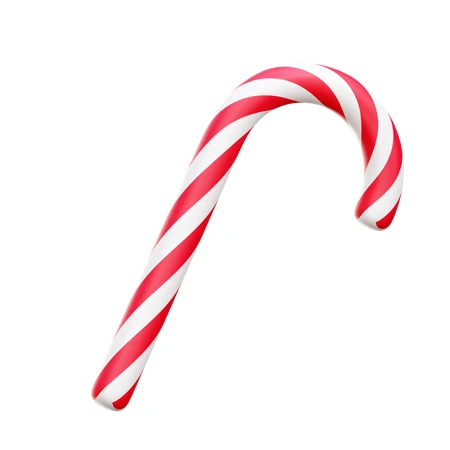 Traditional red and white striped candy cane isolated on white