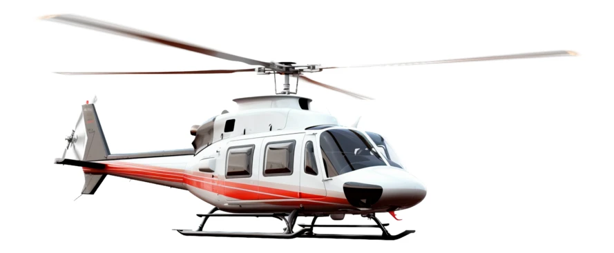 White and orange helicopter isolated on white background
