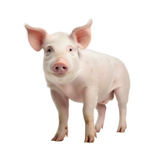 Young pink piglet isolated on a white background