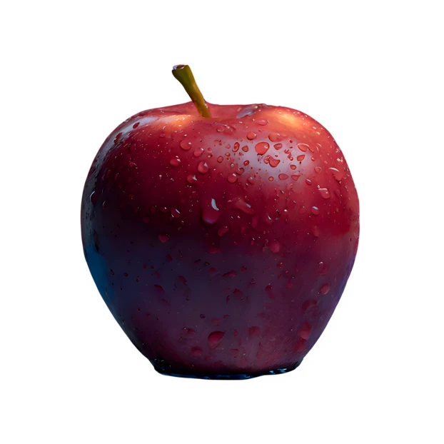Fresh red apple with water droplets isolated on white