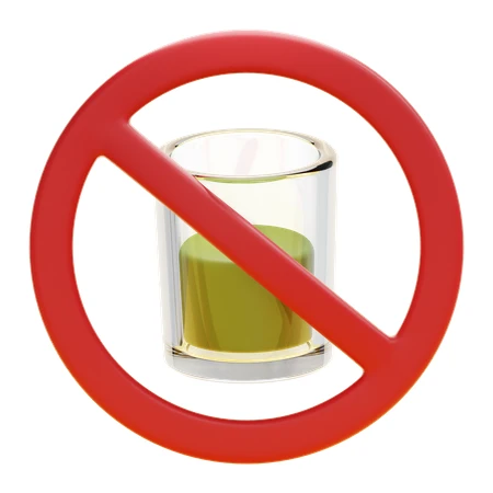 No alcohol prohibition sign over a shot glass