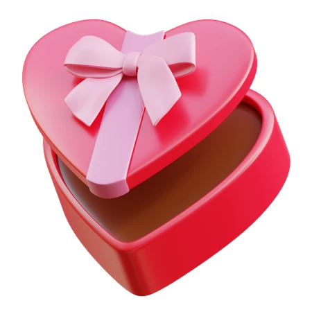 3D pink heart-shaped gift box with bow isolated on white
