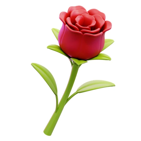 Stylized 3D rendered red rose isolated on white background