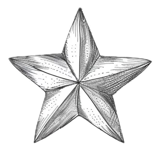 Hand-drawn vintage style five-pointed star illustration