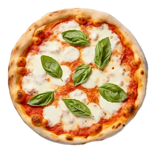 Classic Margherita pizza with mozzarella and fresh basil