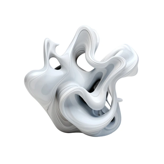Abstract 3D fluid white sculpture isolated on white background