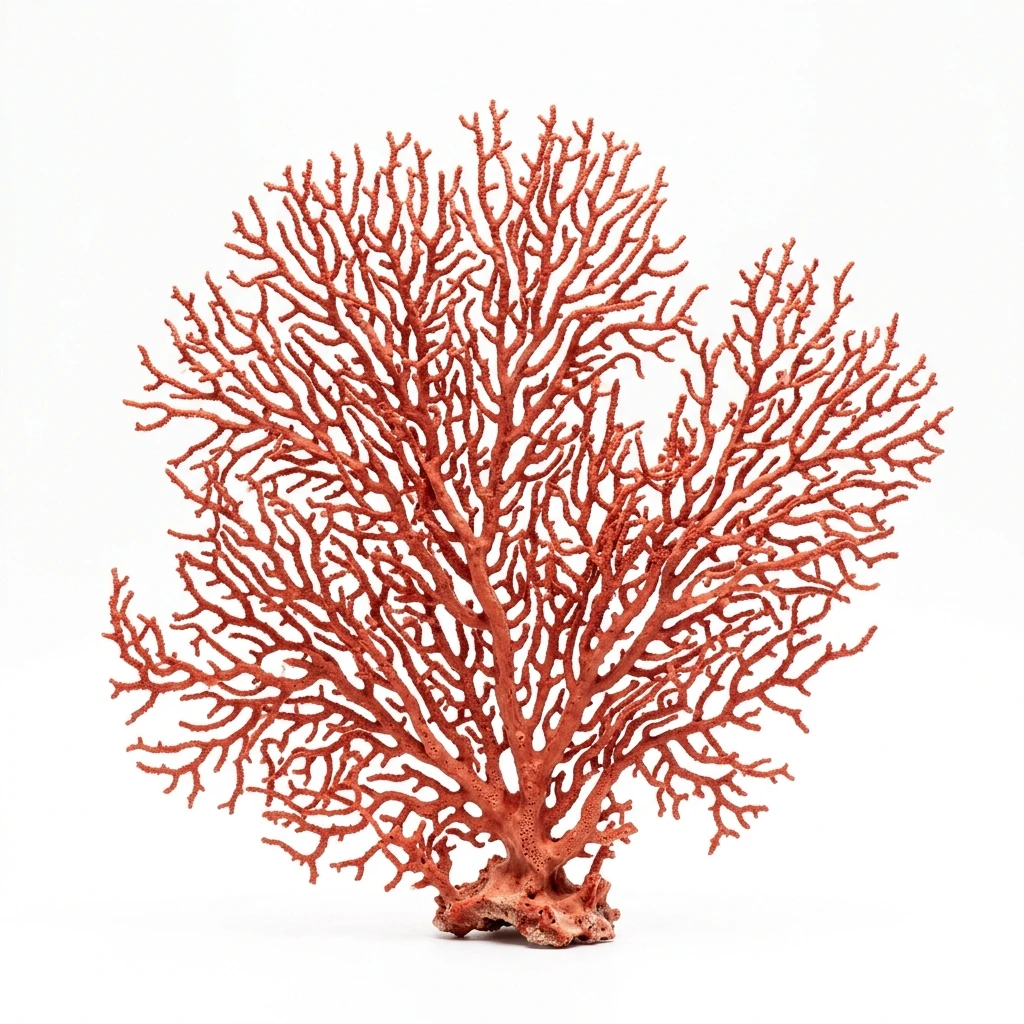 Red sea fan coral isolated on white background