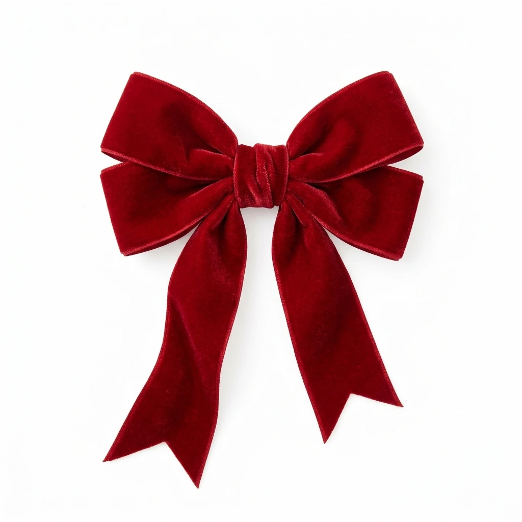 Elegant red velvet bow isolated on white background