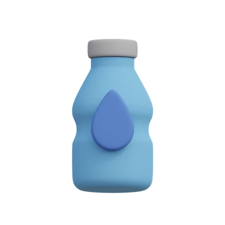 3D stylized blue water bottle with droplet icon