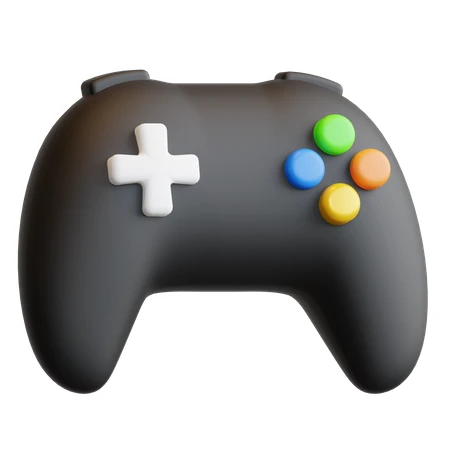 3D minimalist black game controller with colorful buttons
