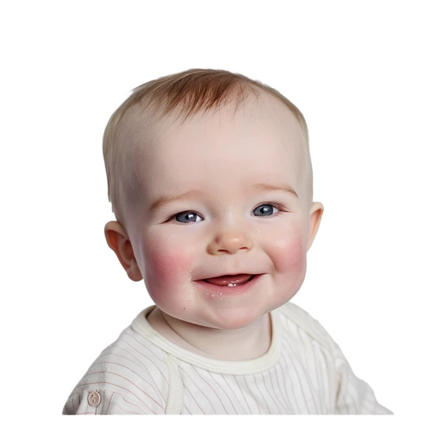 Portrait of a happy smiling baby against white background