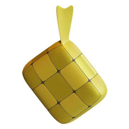 Yellow Ketupat 3D illustration isolated on white background