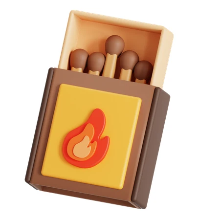 3D rendered matchbox with wooden matches isolated on white background