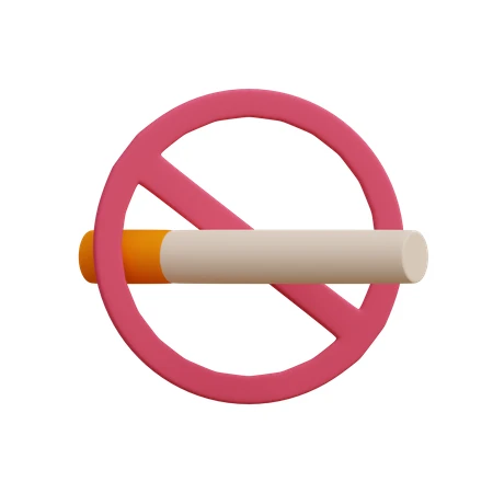 3D no smoking sign with cigarette isolated on white background