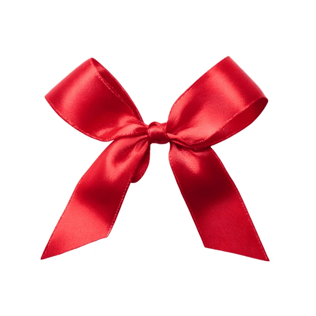 Red satin bow isolated on white background